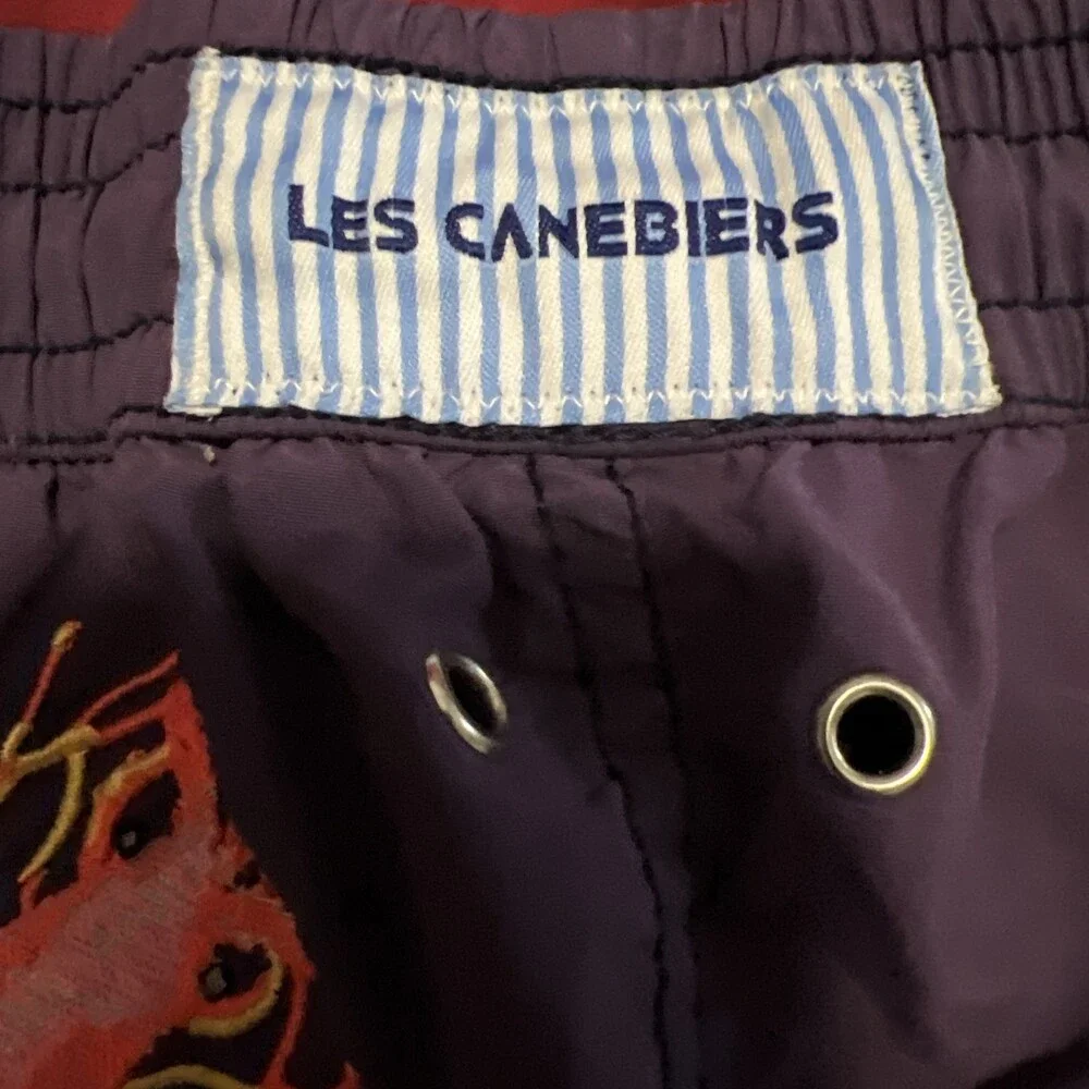 Les Canebiers Swim Shorts Mens 3XL Purple Embroidered Lobsters
